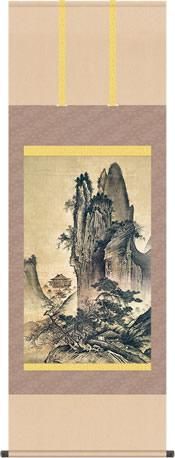 掛け軸-四季山水図（春）／雪舟(尺五立) 水墨山水画 床の間 和室