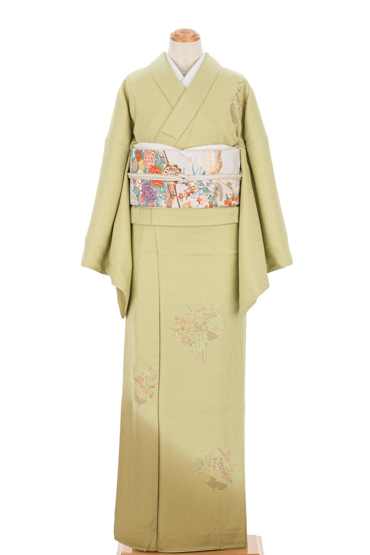 訪問着 一つ紋 雪輪刺繍 - からん::アンティーク着物・リサイクル着物