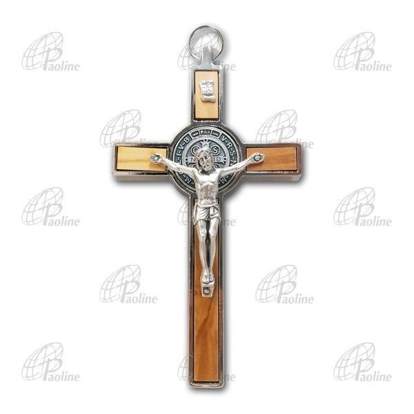 伊掛十字架ベネディクトPG235 オリーブ11×7cm｜キリスト教グッズ・聖品