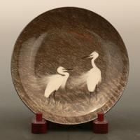 白鷺サギ絵皿(現川焼) 4客 白鷺サギ絵皿(現川焼) 4客 白鷺サギ絵皿