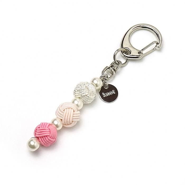 ac0309水引キーフック（キーホルダー） あわじ 玉3連 ピンク｜knot