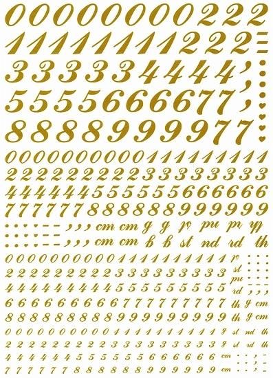 数字アソート／メタリック・マイカゴールド｜ポーセラーツ転写紙｜あと