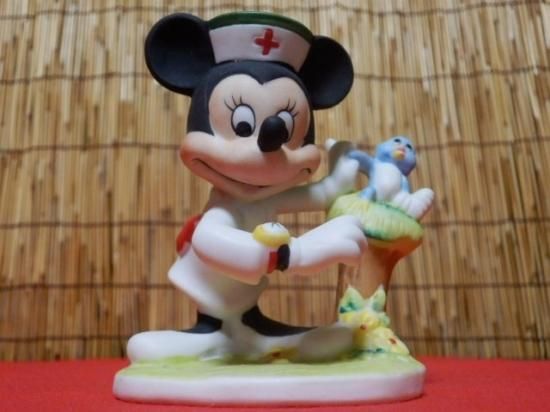 陶器製 ミニーマウス ナース 置物 - 「宝の森」昭和レトロ雑貨