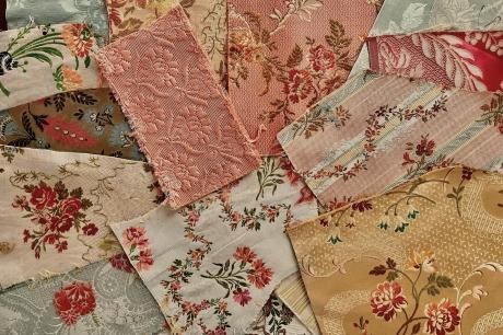 フランス製 シルクブロケード 19世紀の織物セット - アンティーク