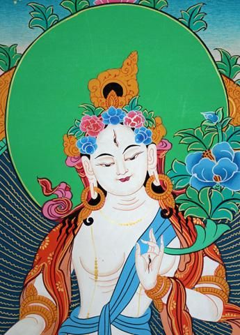 白多羅菩薩（ホワイトターラー）[M]・タンカ（仏画）｜彩雲