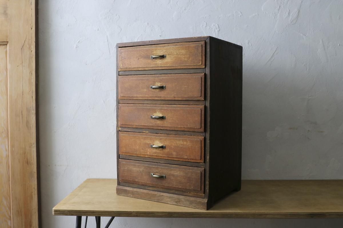昭和レトロ小引き出し5段/w32.5×d27.5×h48.5cm- カフェスタイルの