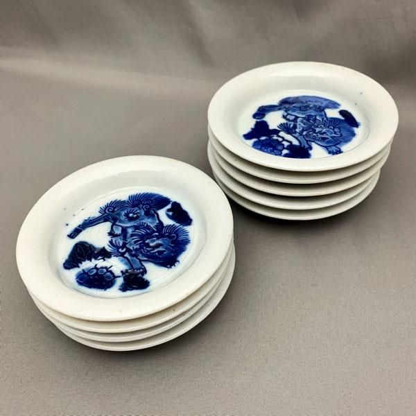 27 獅子 染付 皿 中皿 牡丹 27 獅子 染付 皿 中皿 牡丹 染付獅子牡丹図