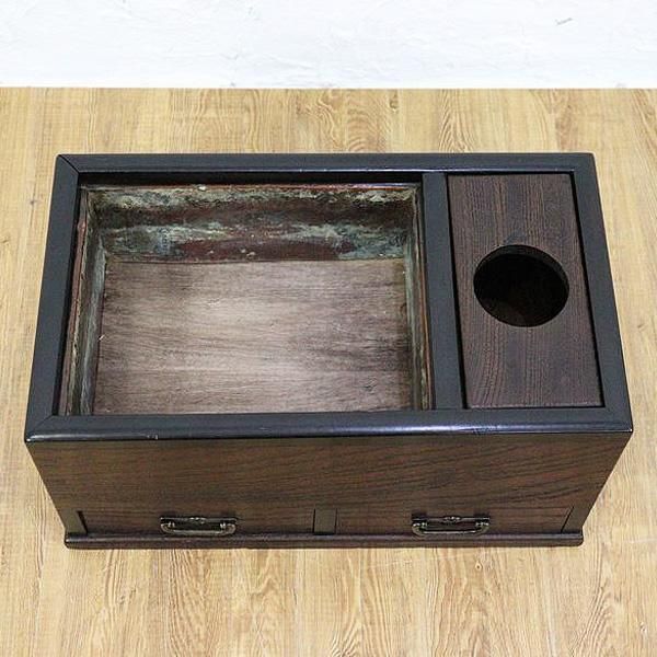 煙草盆 たばこ盆 古民具 日本製 アンティーク 大正時代 - ブルー