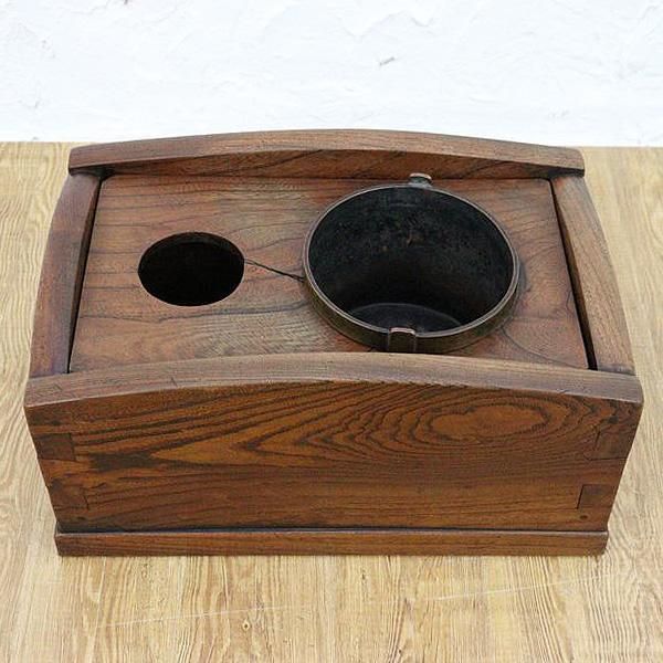 煙草盆 たばこ盆 古民具 日本製 アンティーク 大正時代 - ブルー