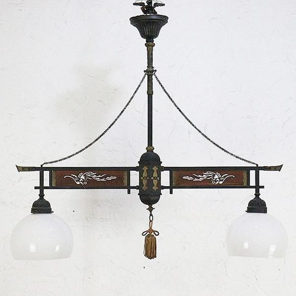 レトロ 電笠 鶴 和ガラス ランプシェード 灯り 照明 古民家 古道具