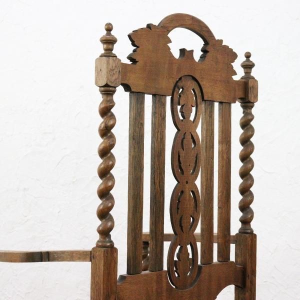 アームチェア イギリス製 豪華彫刻 オーク材 70.5cm幅