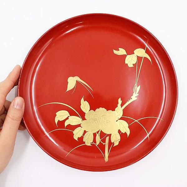 漆匠 川端近左造 赤黒漆器 皿型 菓子器 木箱付き 2025年