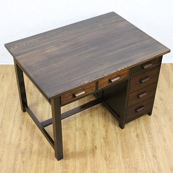 昭和初期のアンティーク片袖机｜ケヤキ天板×ブナ脚・引き出し6