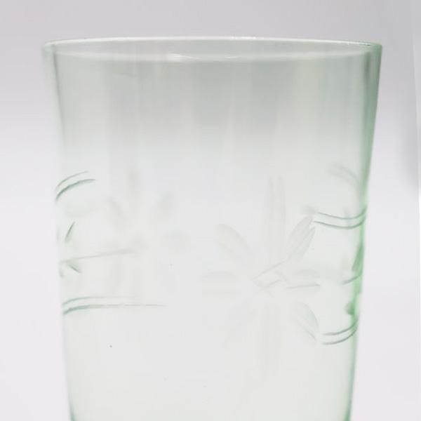昭和レトロウランガラスコップ 大正ロマンのグリーンアンティーク