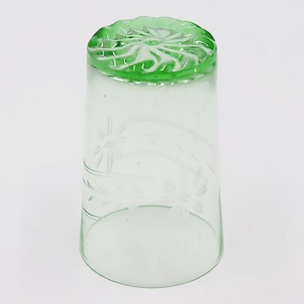 被せガラス緑色ガラス電笠 大正ロマン 洋館 古民家 切子 ウランガラス