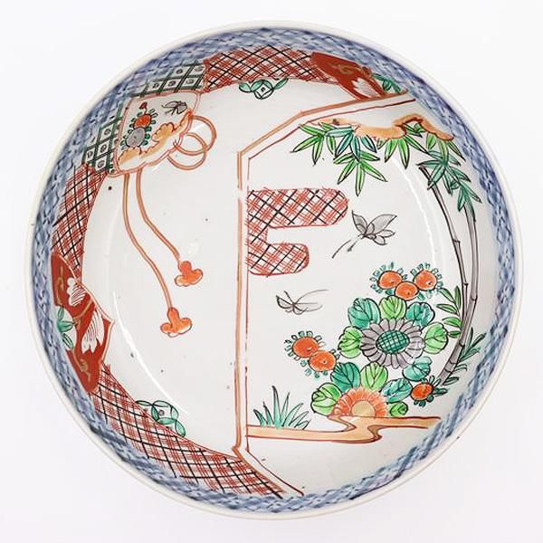 アンティーク 九谷焼 竹に虎図 三ツ鉢 深鉢 大鉢 三重鉢 骨董 手描き青