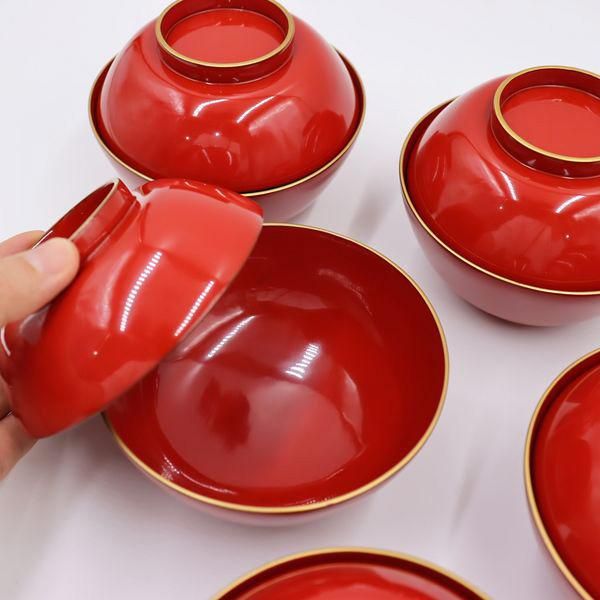 輪島塗朱塗り金縁吸物椀 大正時代アンティーク