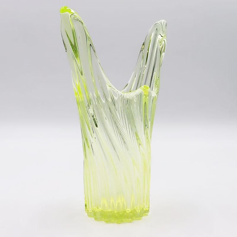 ウラン ガラス 花器 花瓶 フラワーベース モダン 大正ロマン 和ガラス