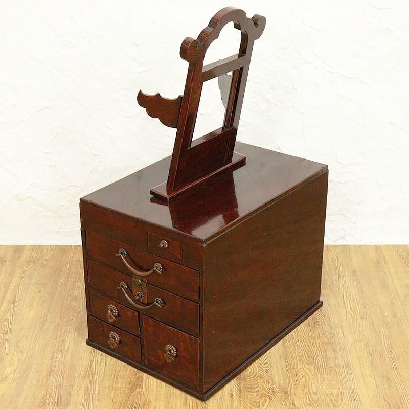 大正昭和初期 丸鏡付き和風小型鏡台