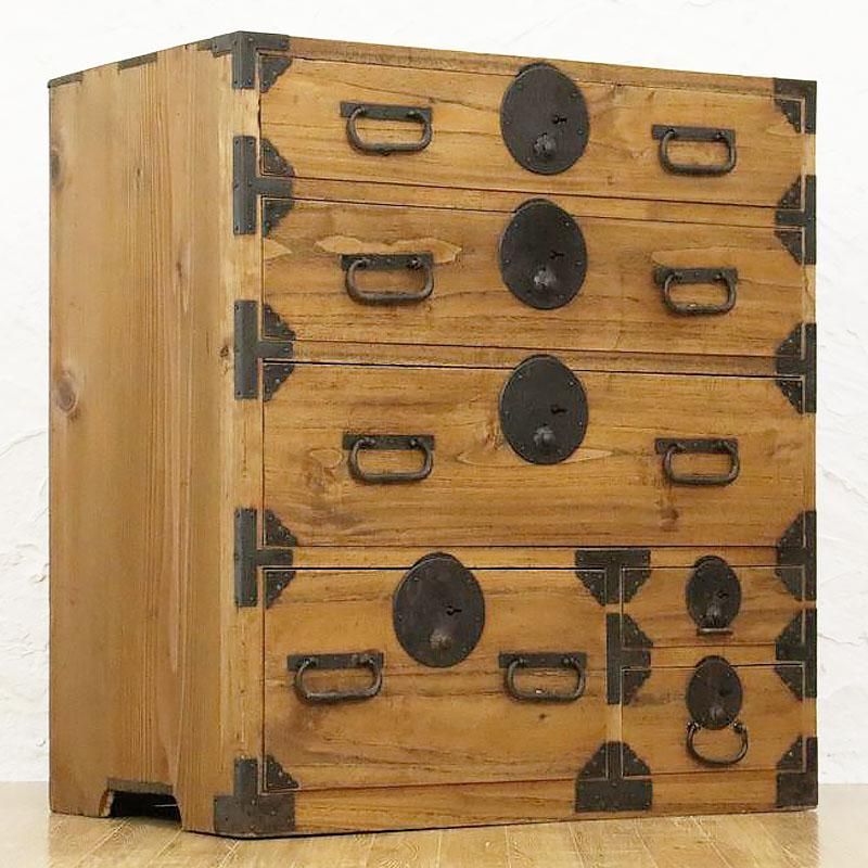 明治大正時代の桐×杉箪笥｜丸金具が美しい｜和の空間に調和