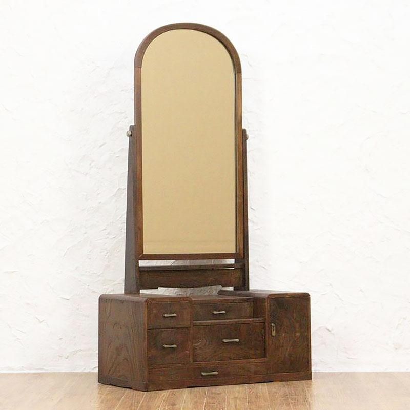 大正昭和初期 栃材鏡台 和の趣ある化粧台