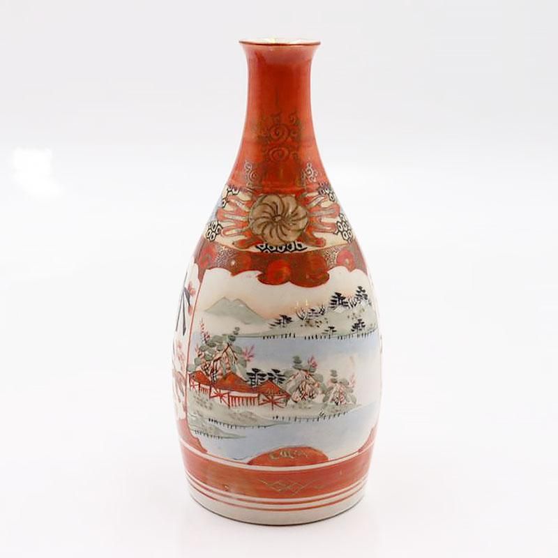 金継ぎ】手描き 九谷焼 色絵 赤絵 徳利 酒器 アンティーク 骨董 和の