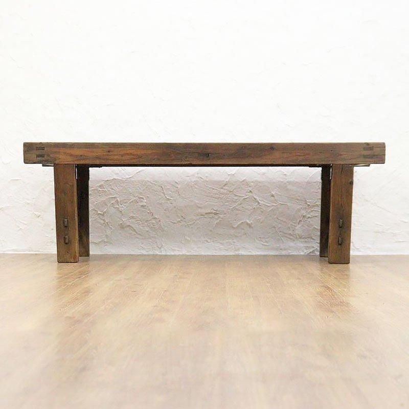 大正時代の木製アンティークベンチ｜幅120高さ40.5cm｜和風で佇まいが