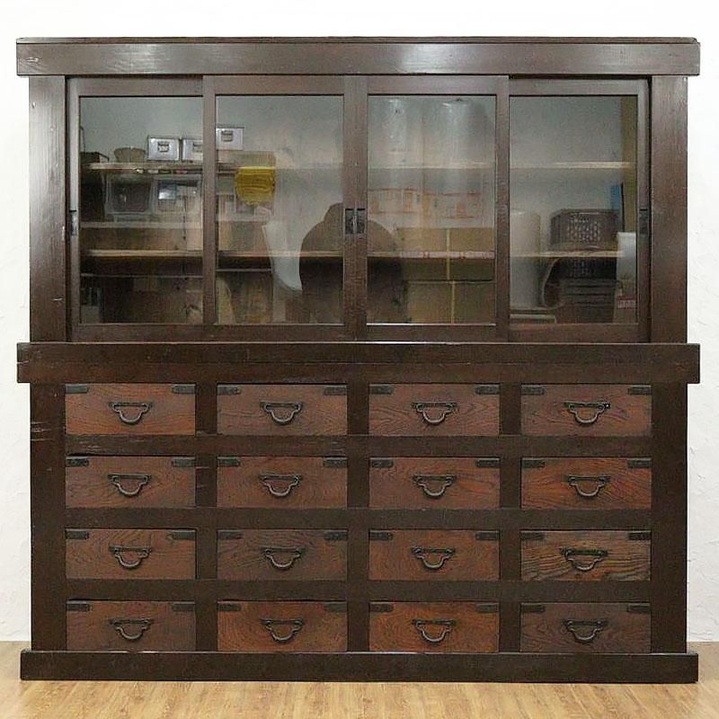 美しい棒箪笥 明治時代製 アンティーク キャビネット 和箪笥 船箪笥 水