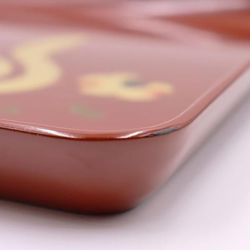 折敷 輪島塗 古代朱 沈金 大正昭和初期 四方盆 36cm