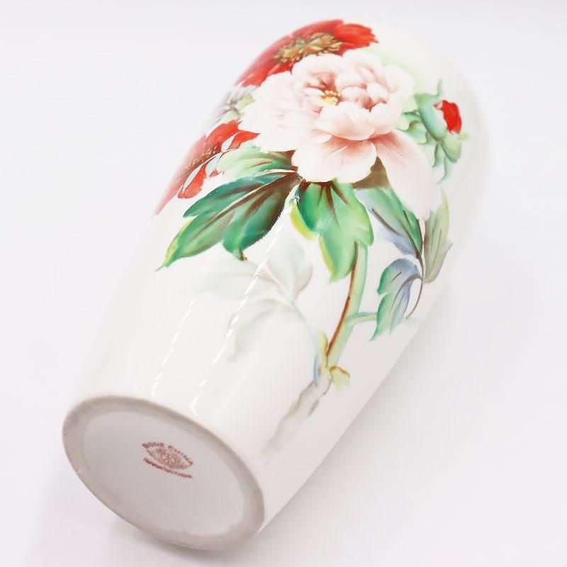 ゲルト•クナッパー】白釉波形削文長頸花瓶 ゲルト•クナッパー】白釉