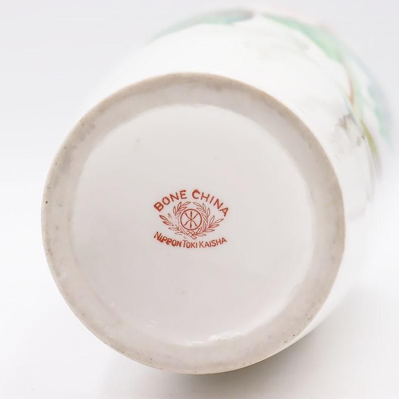 花瓶 花器 日本製 ハンドペイント 昭和15年頃 赤い花柄