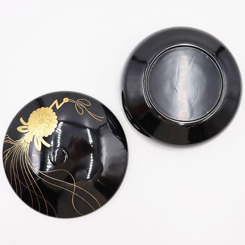 大正昭和初期の黒漆塗蒔絵菓子器小物入れ