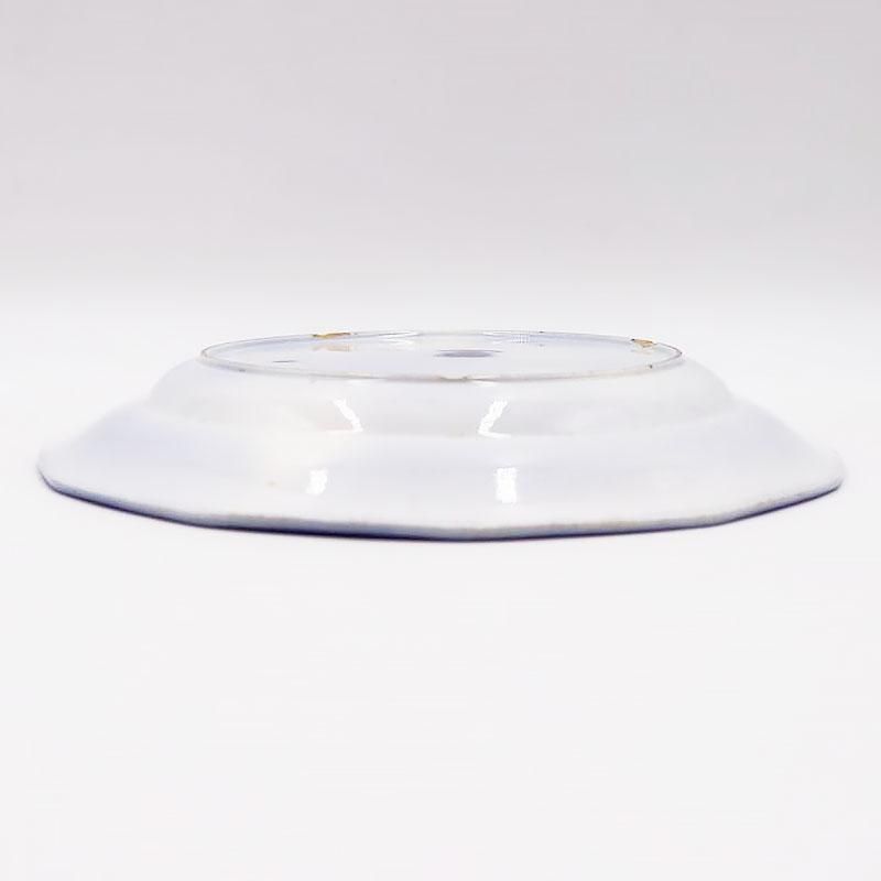 骨董 時代ガラス フリル 水玉紋 乳白色 オパールセント 氷皿 プレート