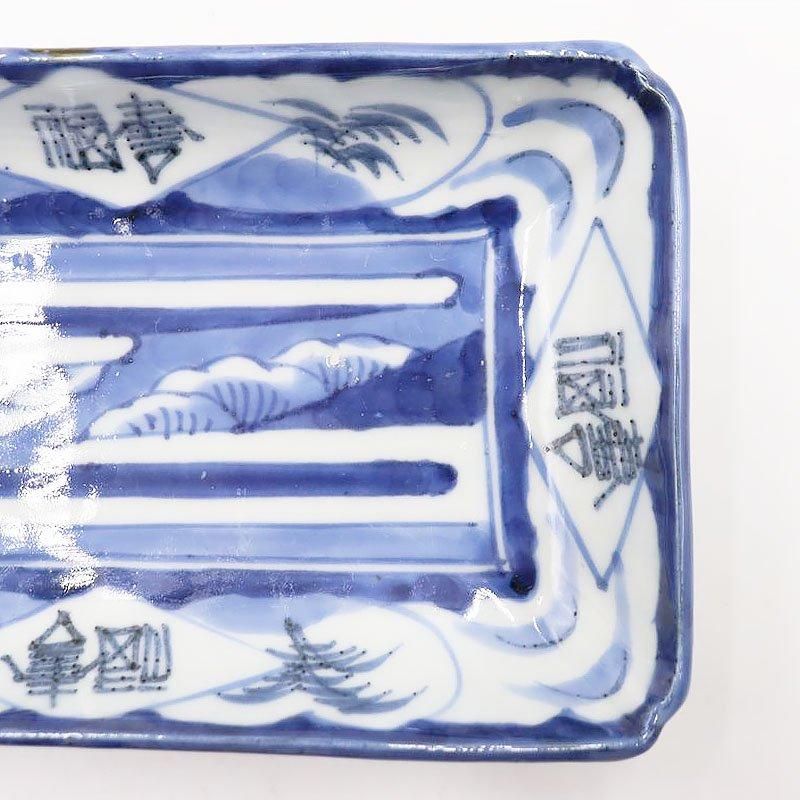 ◇長皿2枚◇色絵 染付 菓子皿 角皿 和食器 大正ロマン 古伊万里