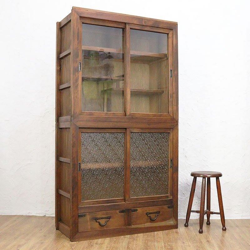 キャビネット 水屋箪笥 大正時代 杉製 引戸キャビネット