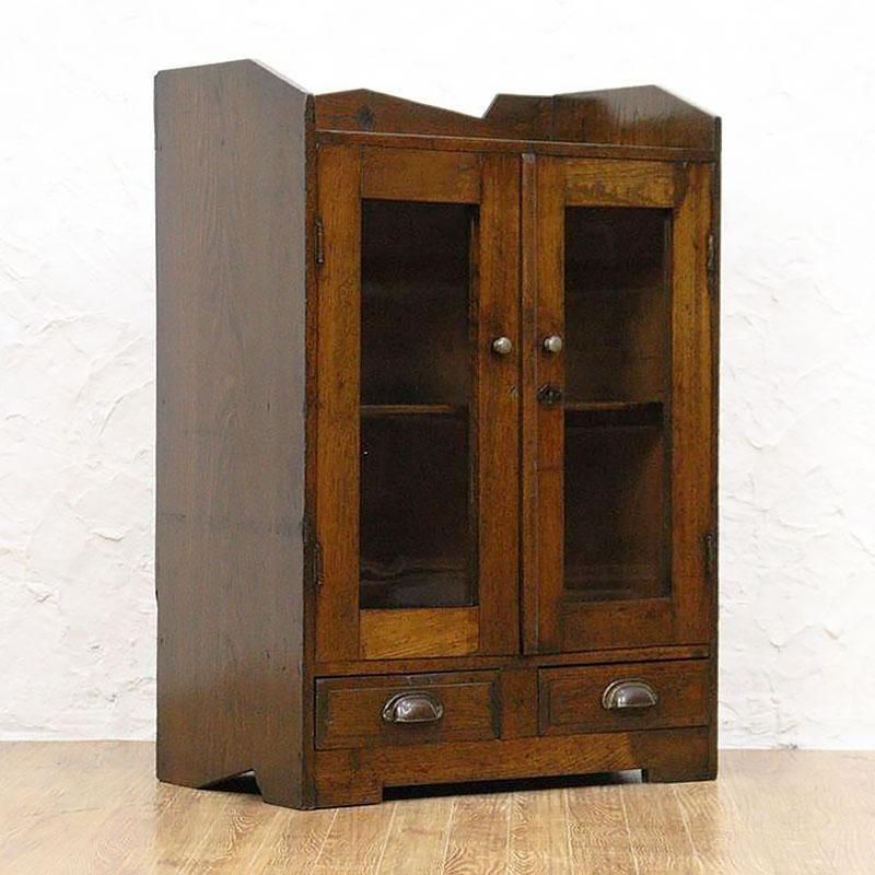 昭和初期 透かし扉キャビネット 高級ダイヤガラス収納