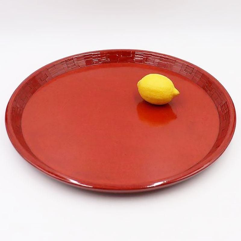 漆器 後藤塗り 朱赤塗り 昭和初期 丸 くり抜き大サイズ