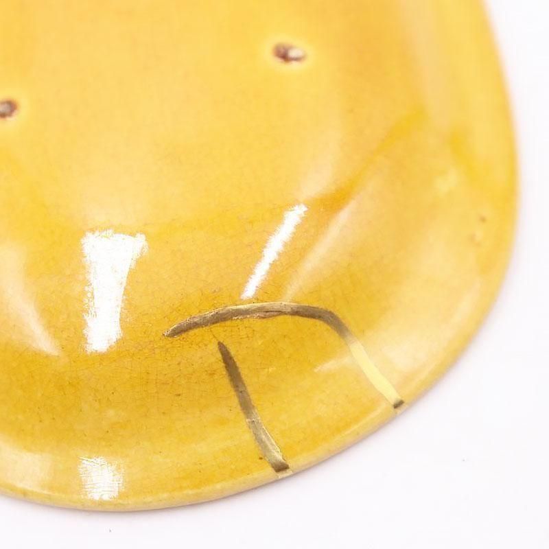 金継ぎ】小判型 楕円 豆皿 淡路 民平焼 ミンペイ 黄釉 ミニ 手塩皿