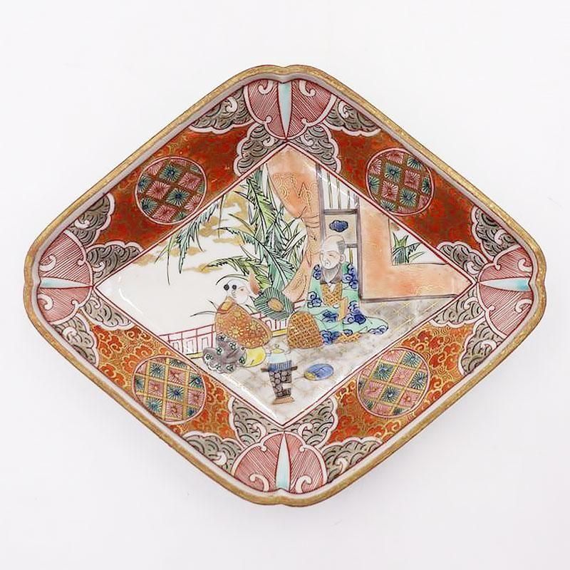 角皿 小皿 長方皿 四角皿 色絵 アンティーク 骨董 工芸品 角皿 小皿