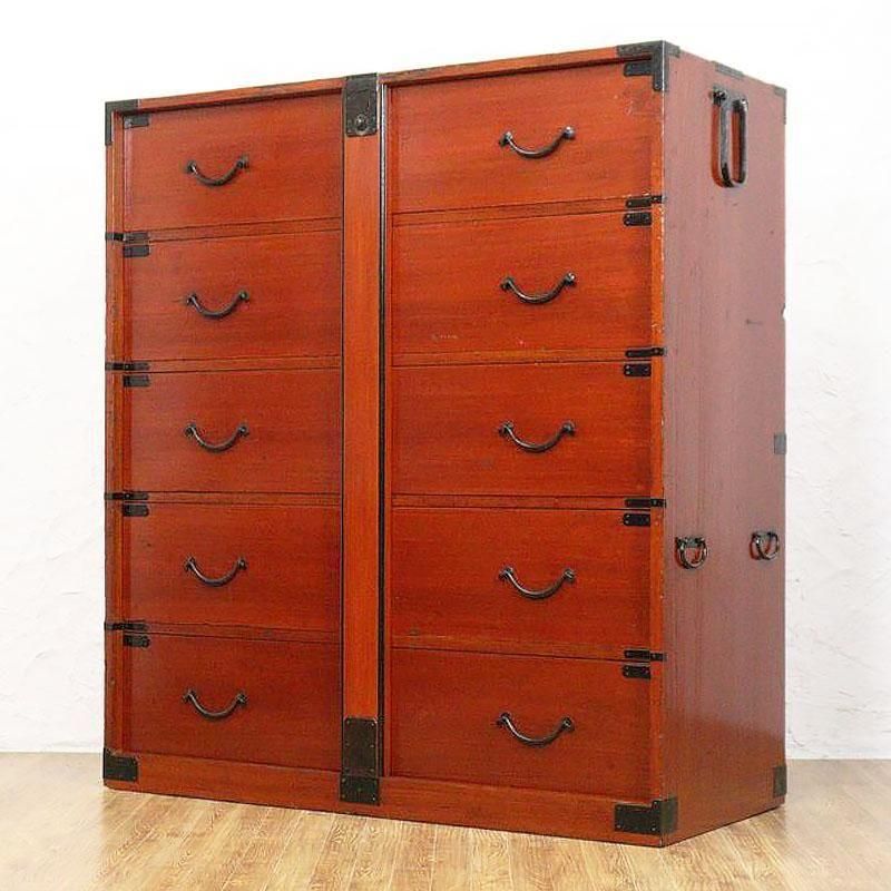 和箪笥 総桐閂付き 大正 朱和箪笥 三尺 アンティーク