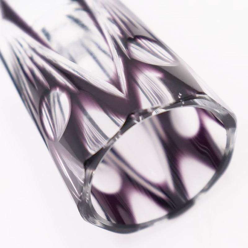 切子リキュールグラス 大正ロマンの紫色幾何学模様アンティーク