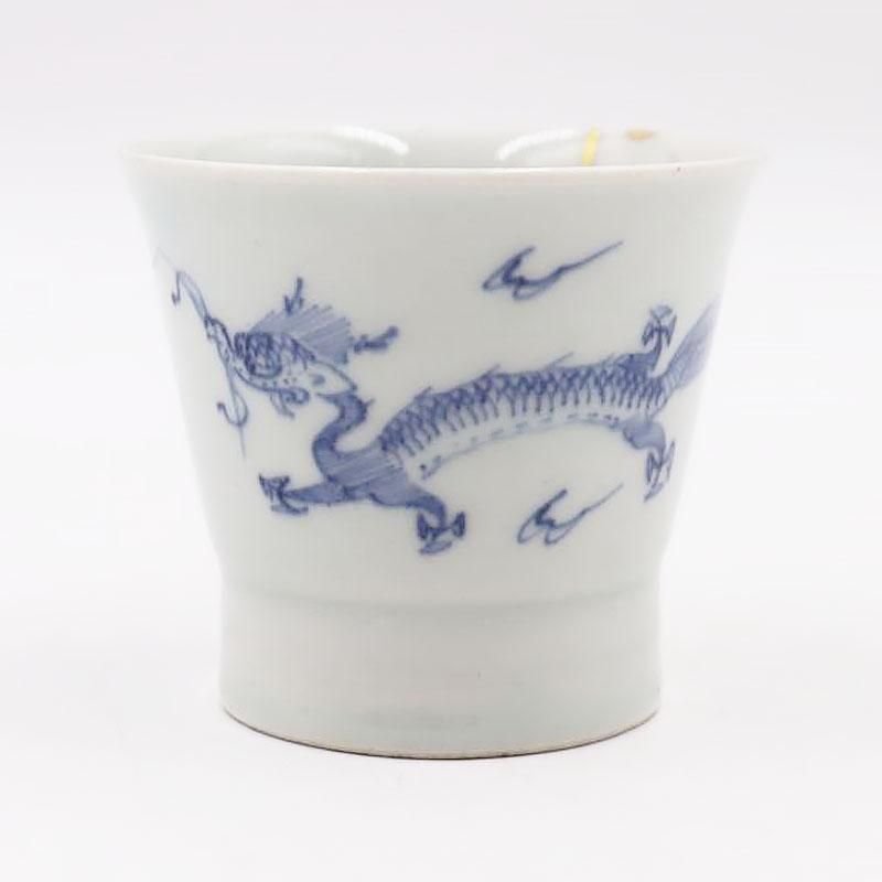 骨董の猪口(金継ぎ用として) 酒盃□古青磁金継ぎ直し杯(江戸