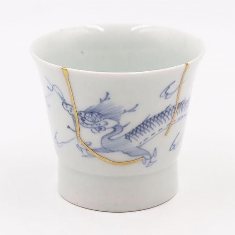 時代物 大明年製 蕎麦猪口 染付 金彩色絵 5客揃 時代物 大明年製 蕎麦