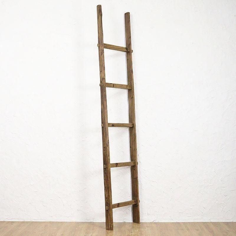 日本製の古い木製はしご｜シンプルでおしゃれなディスプレイオブジェ