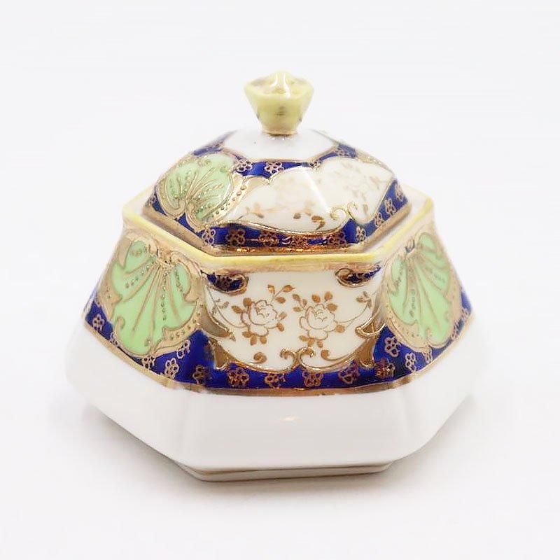 オールドノリタケ 里帰り オクトゴナル 六角 蓋もの3点セット 金盛り