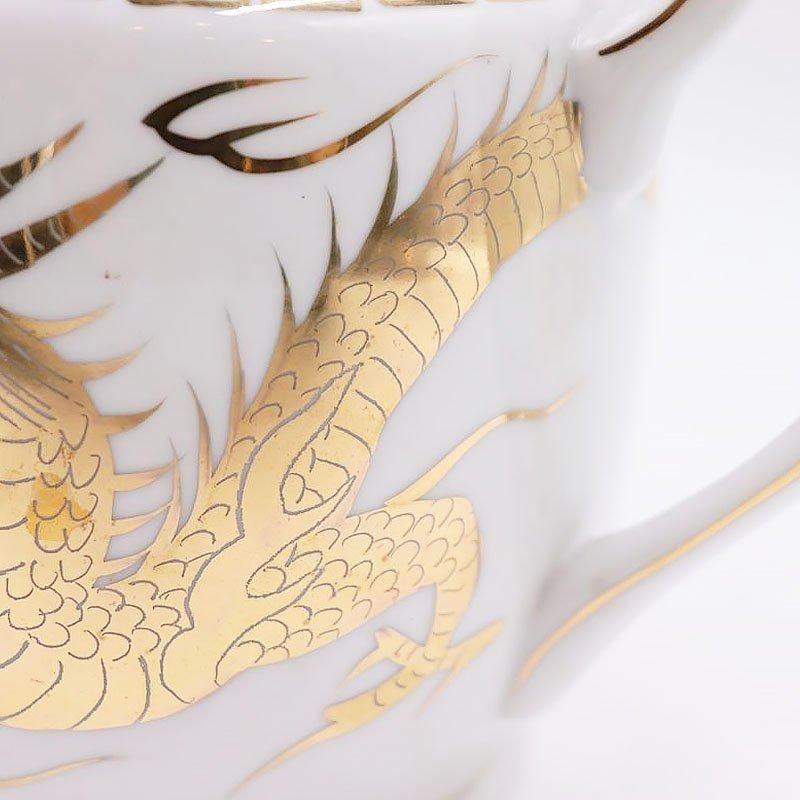 手描き 九谷焼 ポット ティー コーヒー 白地 金龍 魅力的な希少