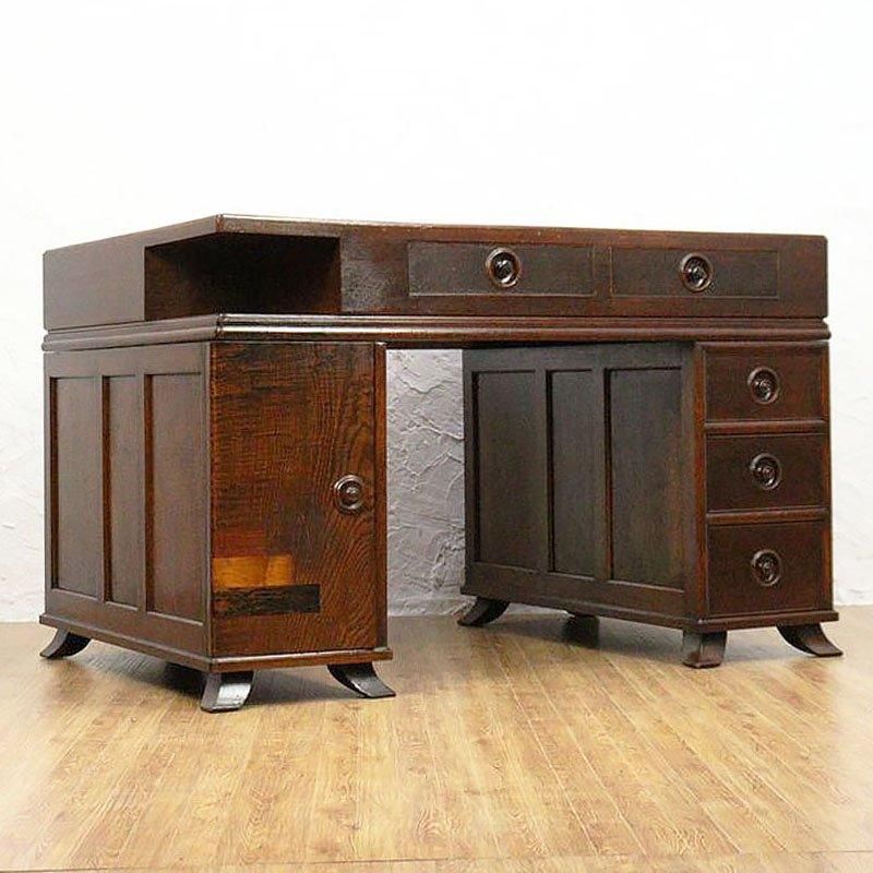 アンティーク 裁縫デスク 引き出し付き フェルト天板 大正レトロ 昭和