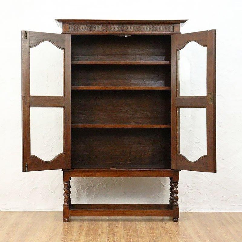 書棚 イギリス製 オーク材 ツイストレッグ ブックケース