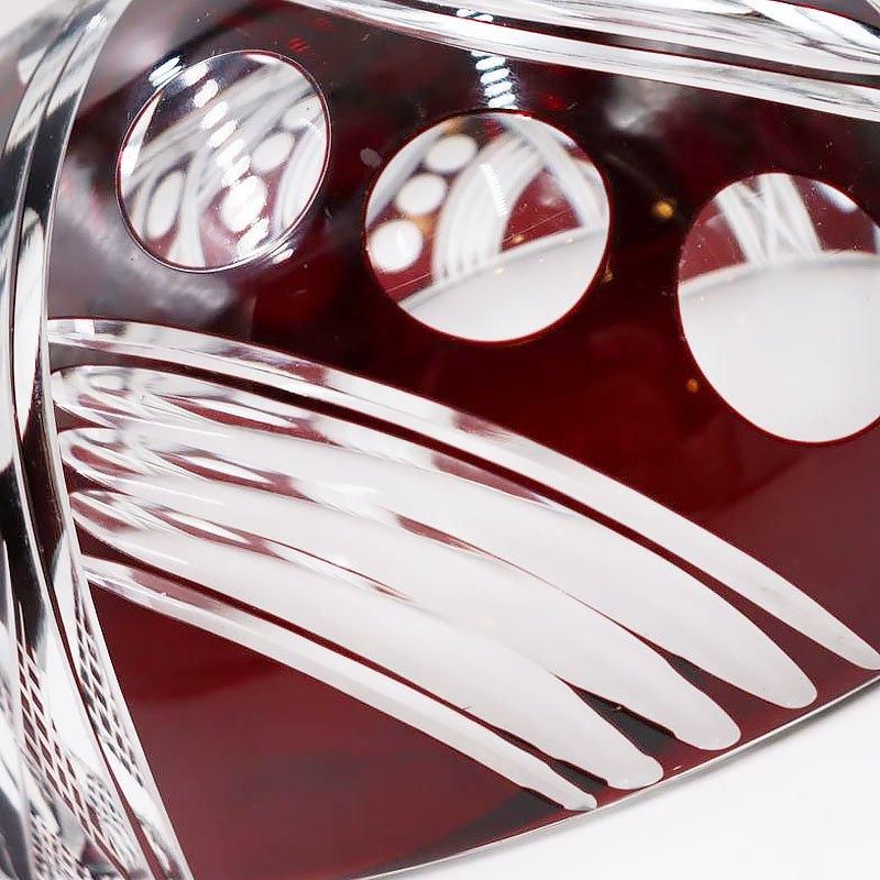 時代物 古硝子 赤被せガラス 切子 ボウル 鉢 2点 【昭和レトロ】No.3