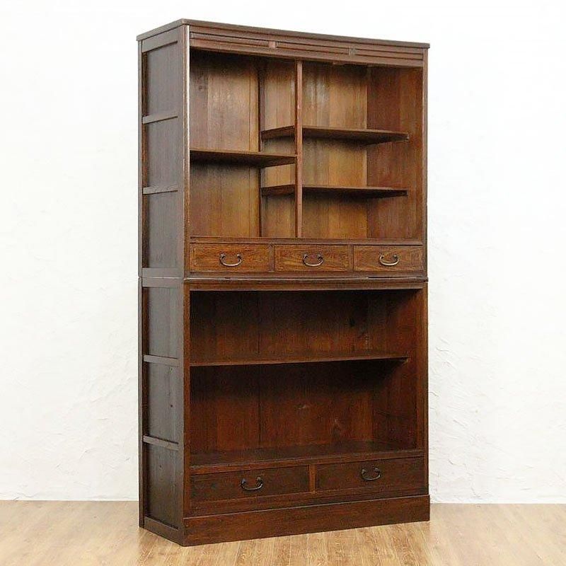 桐材 ガラス扉の収納棚 水屋箪笥 食器棚 古家具 古道具 古